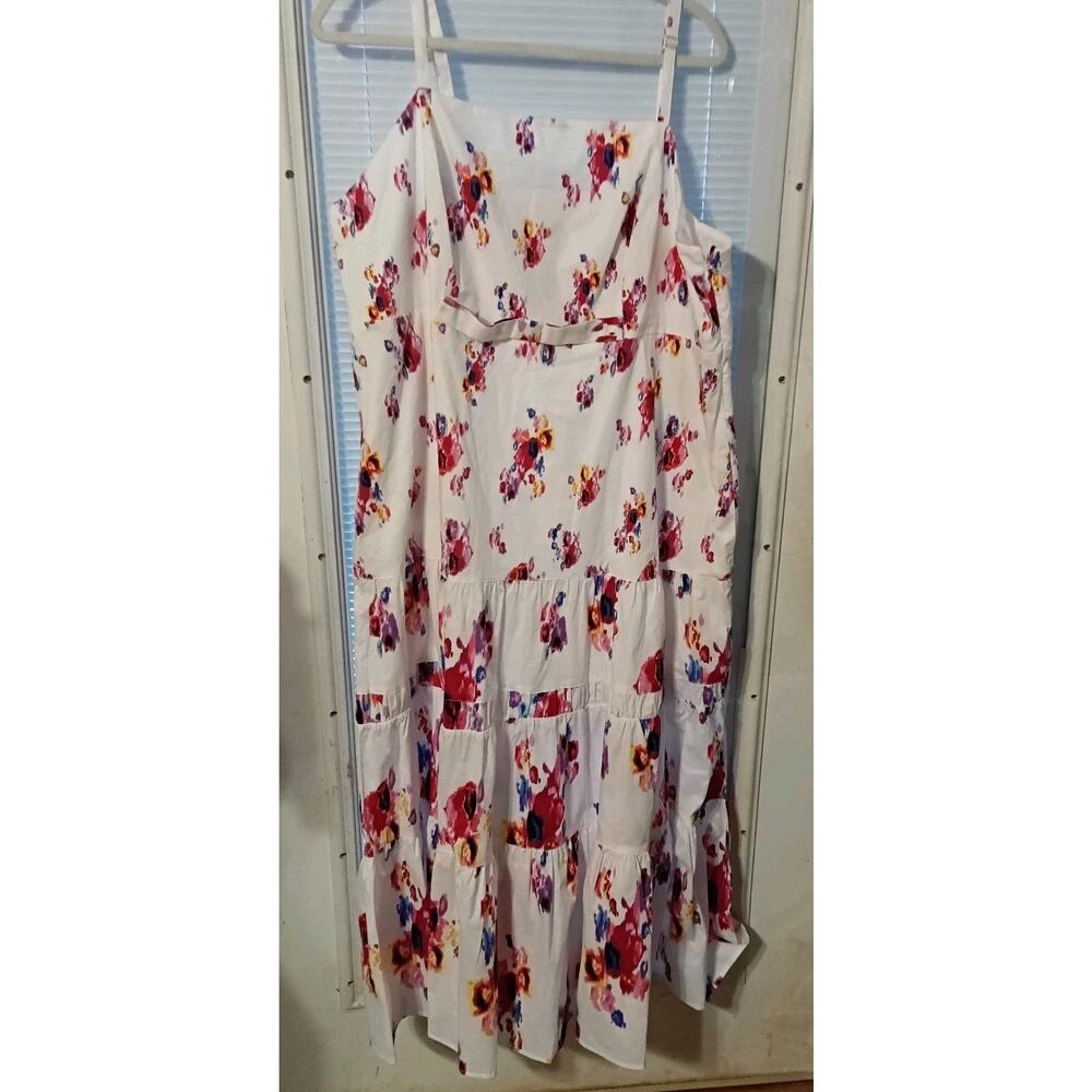 White Floral Dress Prabal Gurung Sz. 22W Maxi Tiered Pockets NWT Fairy Cottage - Picture 3 of 8